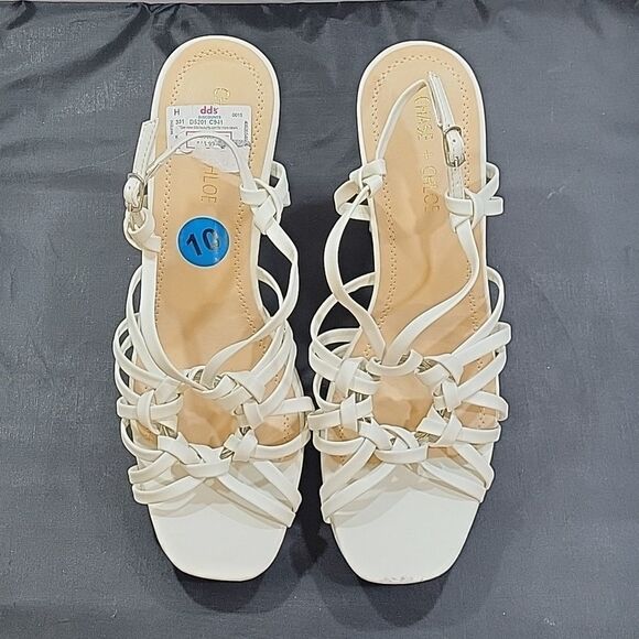 BRAND NEW CHASE+CHLOE BLOCK HEEL OPEN TOE MULTI-STRAP SANDAL G1 - Picture 2 of 14